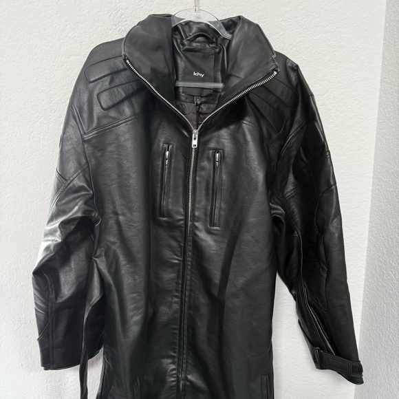 Khy x Namilia Faux Leather Trench Coat Black NWT - Picture 2 of 5
